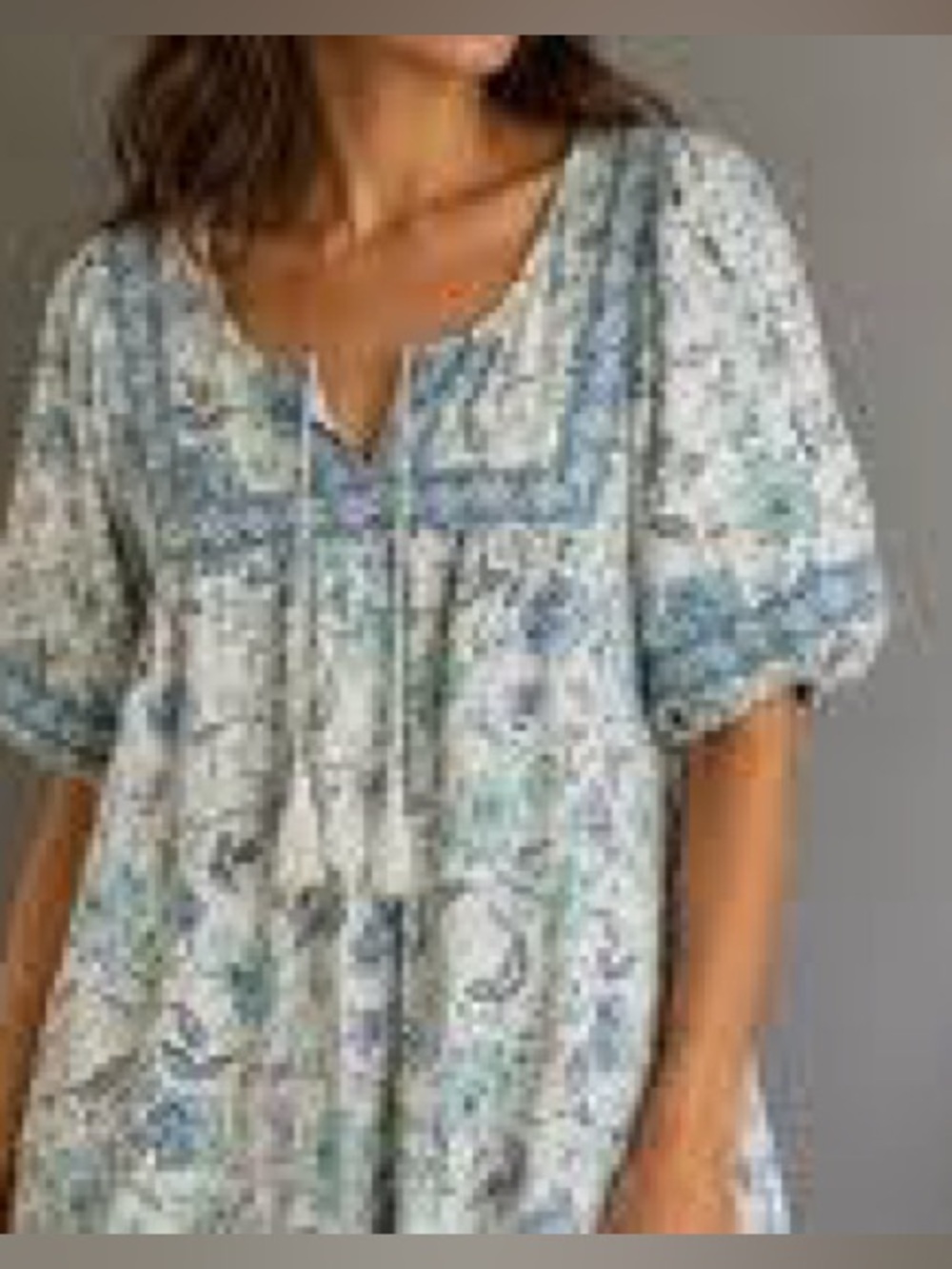 Old Navy Cream Dress with Blue Floral Print